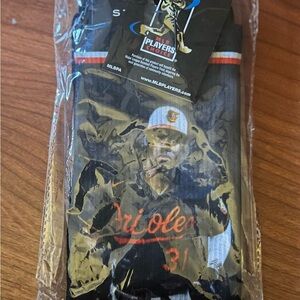 MLBPA Black and Orange Men's Casual Socks